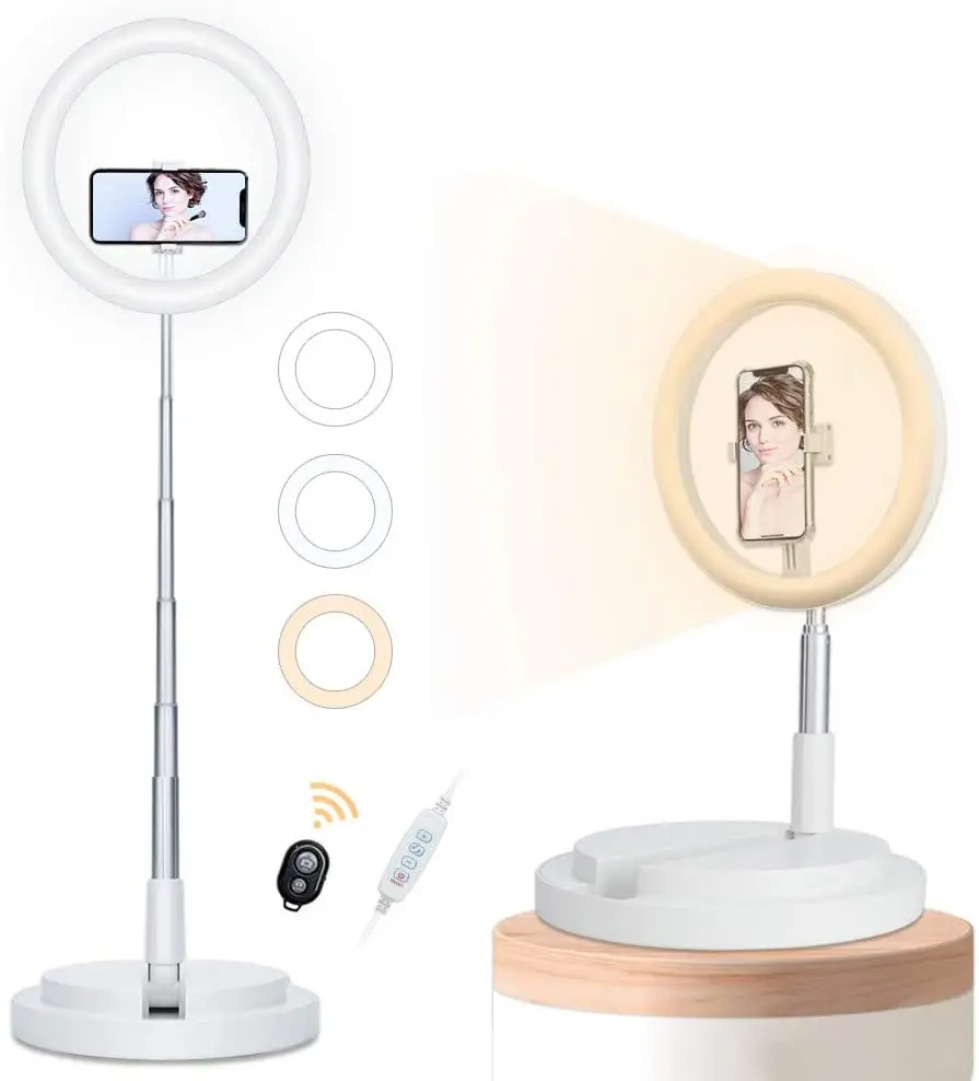 

New Foldable Travel Ring Light, 20-67.3in High Portable Ring Light with Stand, 3 Light Modes Selfie Ring Light for iPhone &