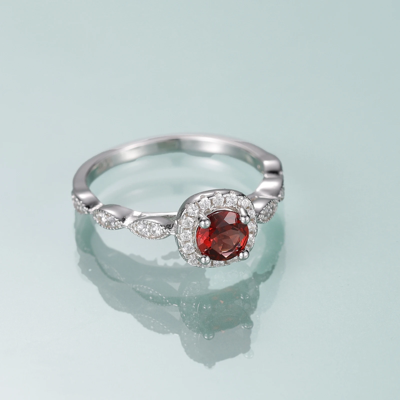 

Кольца GOLUCA из серебра 925 пробы с естественным красным искусственным ореолом, простые кольца с космическим центром, Изящные Ювелирные изделия для женщин, романтический подарок