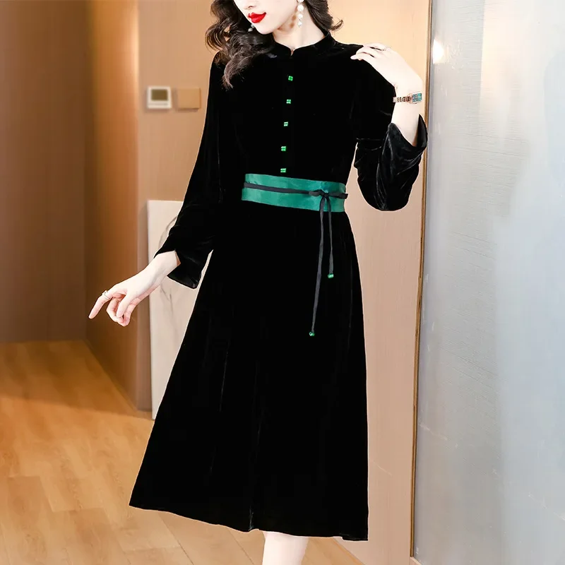 Высококачественное возрастное платье для мамы среднего возраста осень/зима