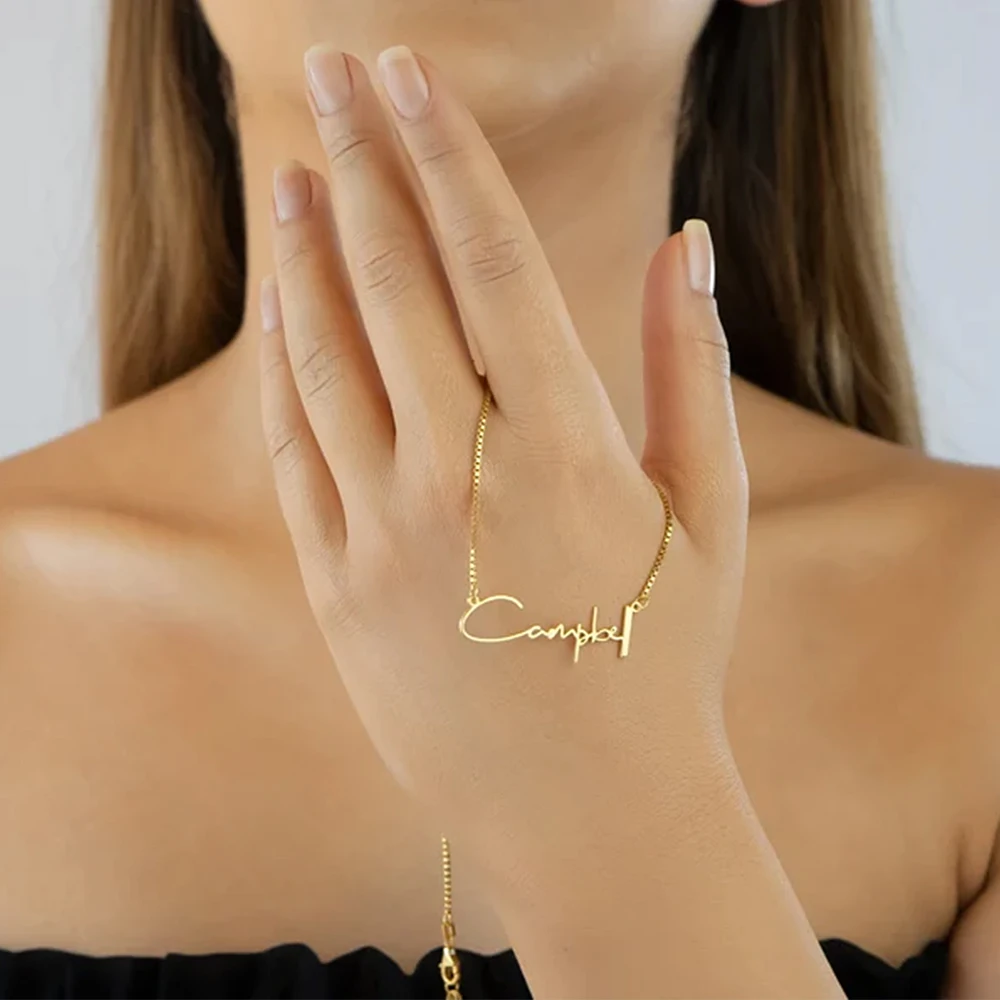 Women's Personalized Name Necklace Stainless Steel Jewelry Fashion Women's Necklace Box Chain Mother's Day Gift