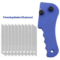 1 set edge trimmer blue edge corner bevel plane edge strip scraper 10pcs blades woodworking hand tool