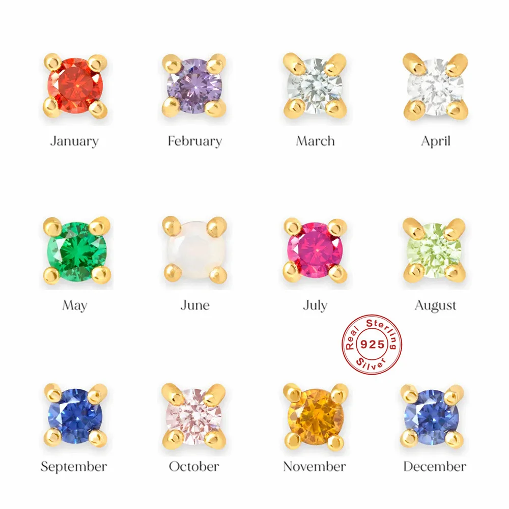 

XSL JIAMEI 100% S925 Sterling Silver Four-claw 5A Zircon Stud Earrings Mini Color Diamond Fine Jewelry Gift For Women