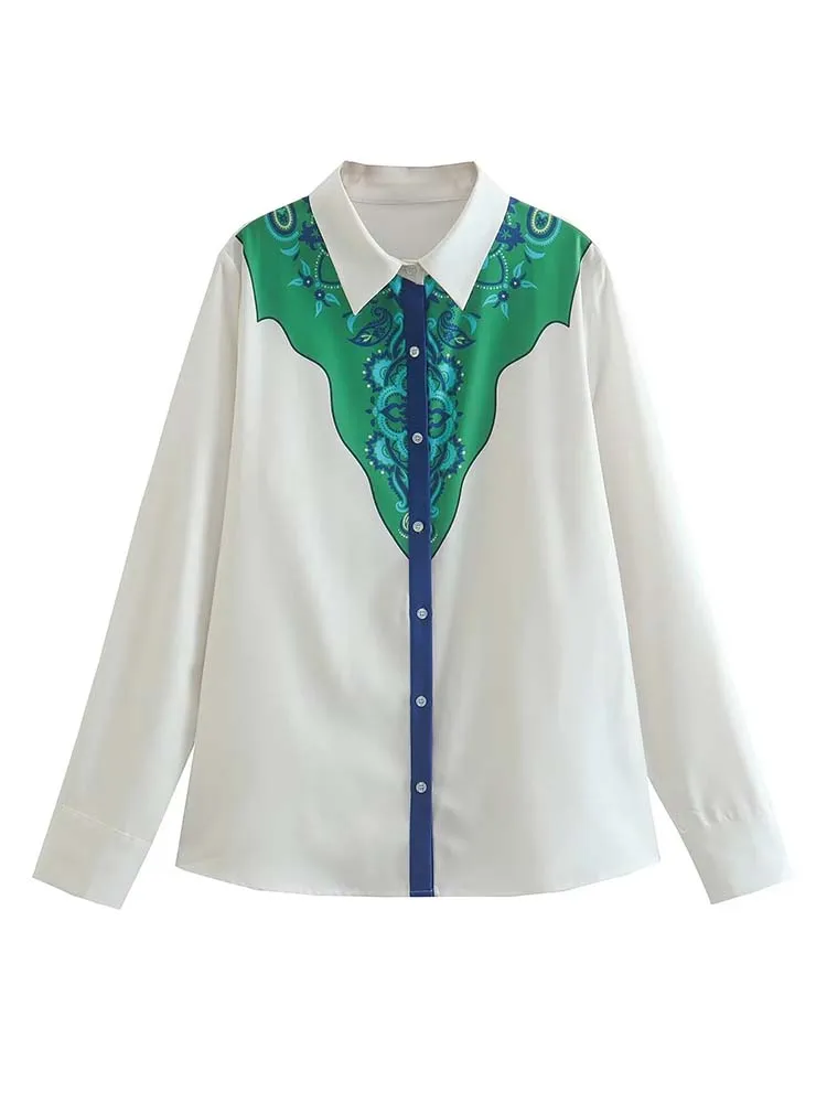 

Женская рубашка с принтом, на пуговицах, с длинным рукавом