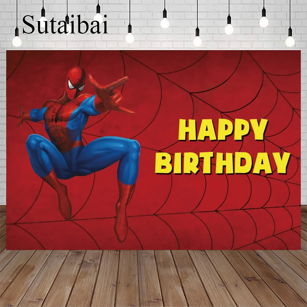 

Disney Superhero Spiderman Background For Boys Birthday Party Baby Shower Wall Decoration Customized Photo Booth Banner Backdrop
