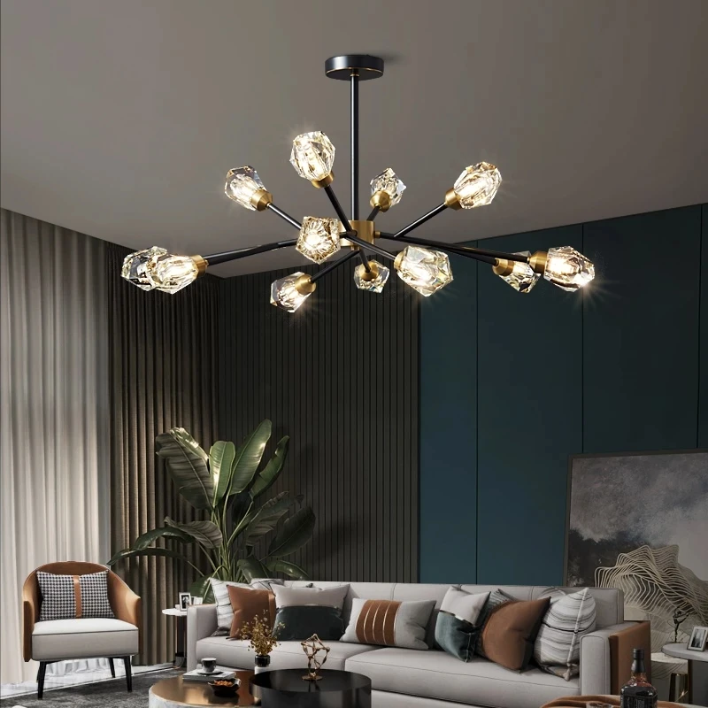 

Modern Crystal Copper Black LED Chandelier Lighting Lustre Suspension Luminaire Lampen For Dinning Room ceiling chandeliers