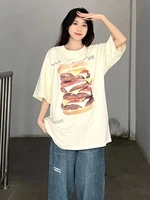 qweek vintage harajuku graphic t shirts women streetwear korean fashion oversized tees short sleeve tops 2022 summer