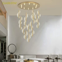 hall loft chandelier led pendant light acrylic spiral modern creative luxury drop lamps living room background hanging lustres