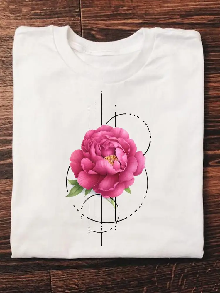 

Print T Short Sleeve Clothes Ladies Fashion Women's Clothing Flower Floral Sweet 90s Cute Female Graphic Tee Summer T-shirts