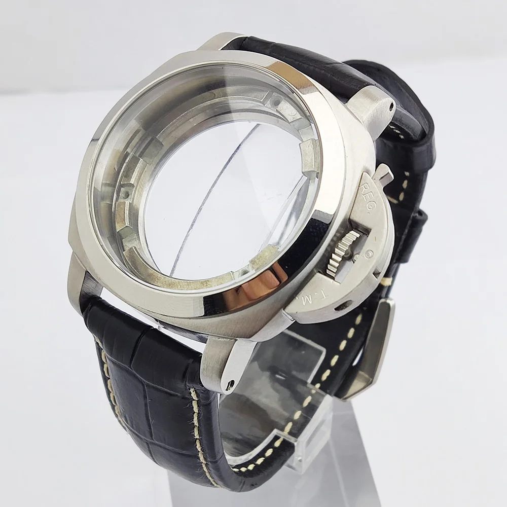 44mm ST2555 Movement Case Panerai Stainless Steel Case Men Automatic Mechanical Watch Black Dial Watch Replacement Parts