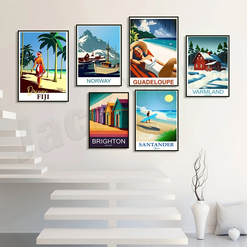 Guadeloupe Aruba Caribbean Islands Norway Sweden Santander Spain Fiji Miami Key West Bangkok Thailand Wat Arun Poster