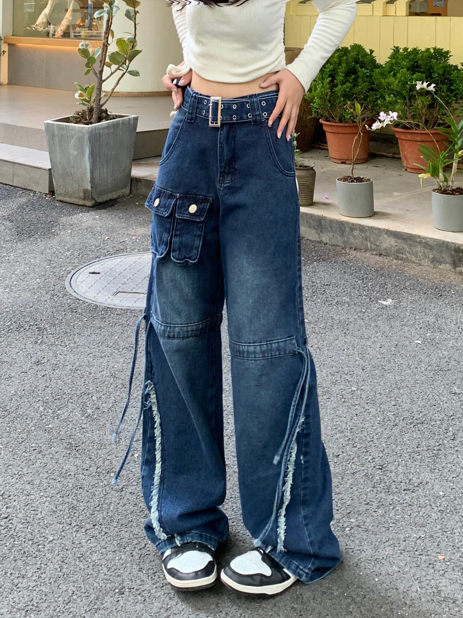 

Джинсы для женщин и девушек, прямые джинсы с высокой талией и широкими штанинами, в американском стиле, весна 2023