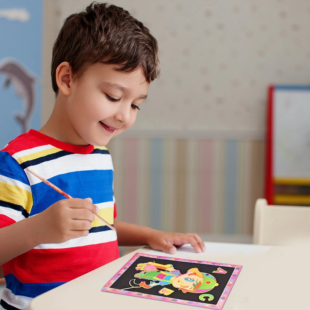 

Stimulate Children Interest Drawing Magic Color Art Paper Coloring Cards Scraping Drawing Paper Kids Educational Toy