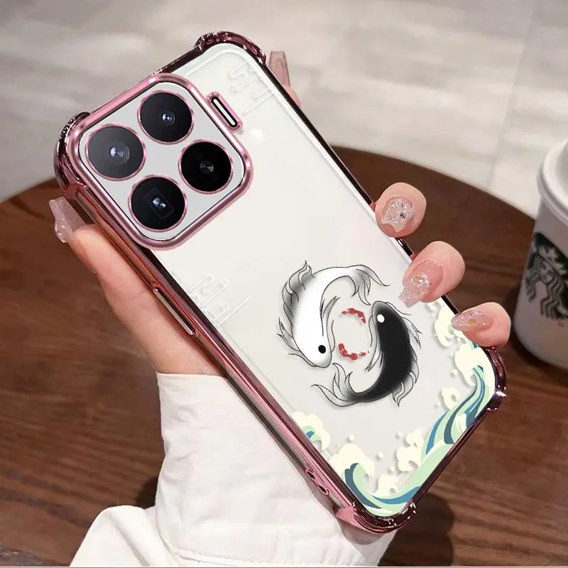 Фото Защитный чехол с покрытием для Xiaomi 17T Pro, гибкий TPU, противоударный, с рыбьим узором, защита углов. №4
