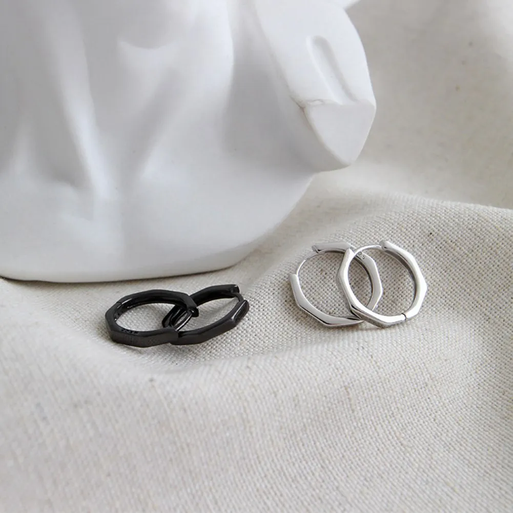 

HEH216 Korean Edition Sterling Silver Octagonal Women's Earrings Earrings Personality Versatile Silver Earrings