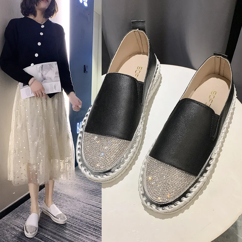 

Women's Shoes Platform Modis Round Toe Casual Female Sneakers Loafers With Fur Crystal Flats Clogs Summer New 2023 Slip-on Rhine
