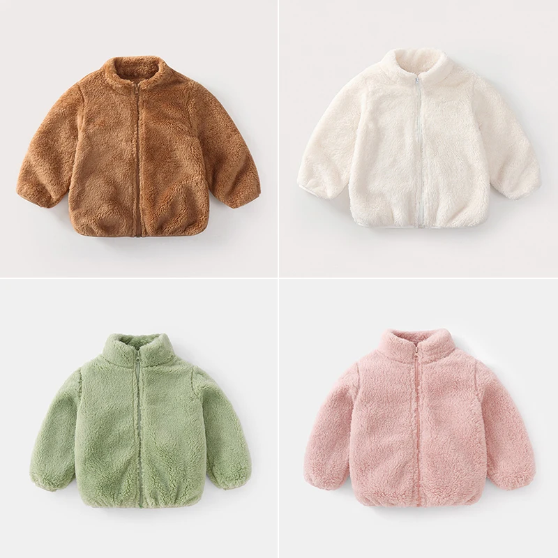 

Флисовая Куртка для девочек, демисезонная сохраняющая тепло Детское пальто маленькой принцессы, модная верхняя одежда на молнии для мальчи...