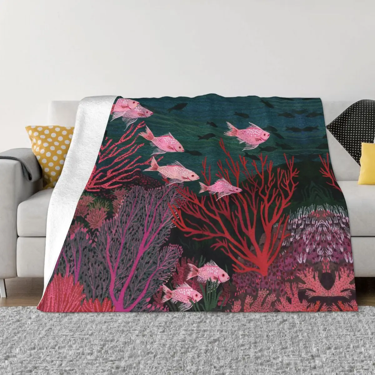 

Фланелевое Одеяло Arrecife с мультяшными коралловыми рыбками, покрывало для глубоководного озера, кровать, мягкое покрывало