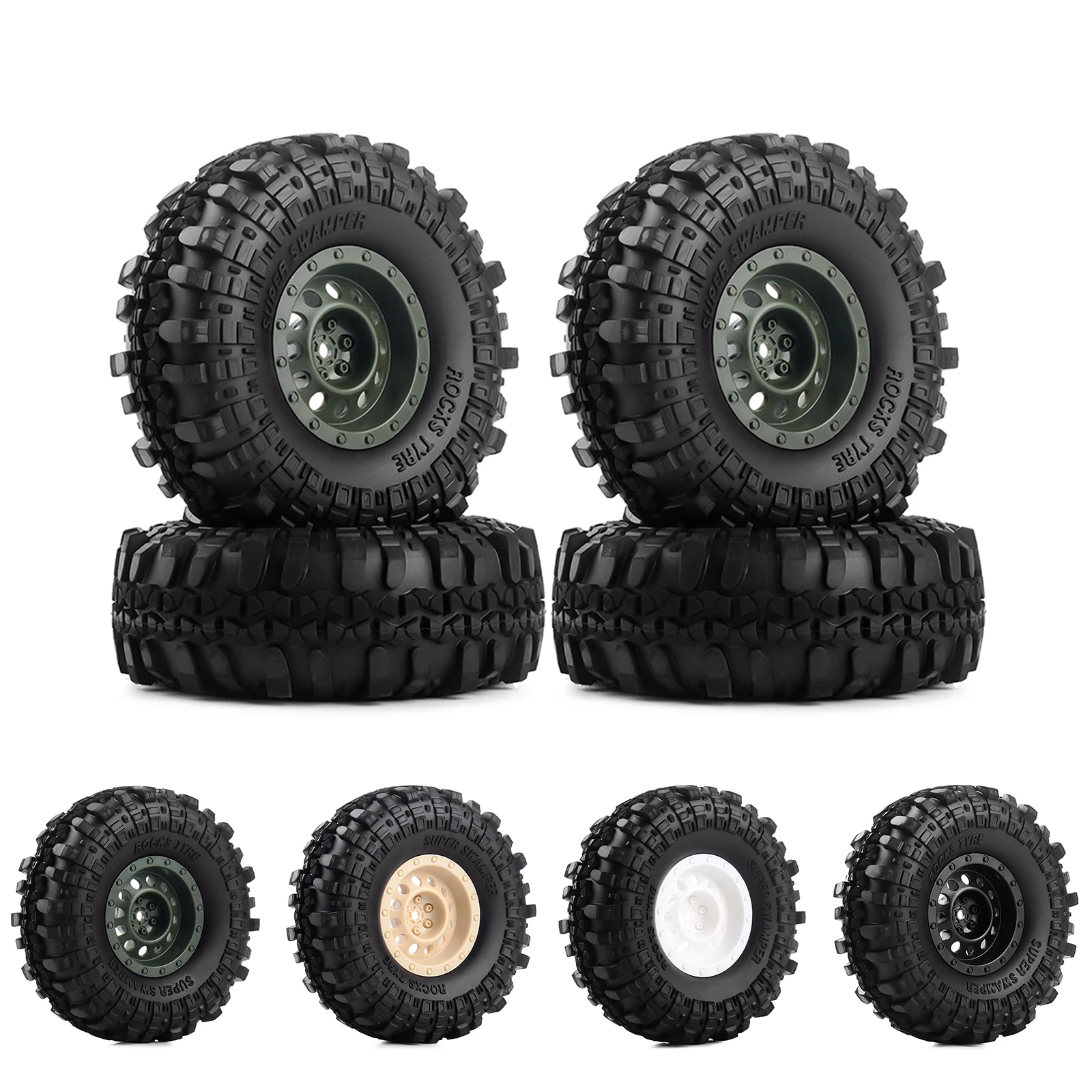 4Pcs/Set 1.9inch Rock Terrain Truck Tires&amp1.9" Plastic Wheel Rim for 1:10 RC Crawler Axial SCX10 90046 AXI03007 Tamiya CC01 D90 - купить