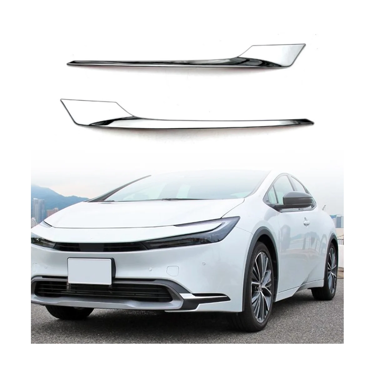 

Car Front Bumper Fog Light Lamp Strip Chrome Trim Decorative for Toyota Prius 60 Series 2023 Accessories