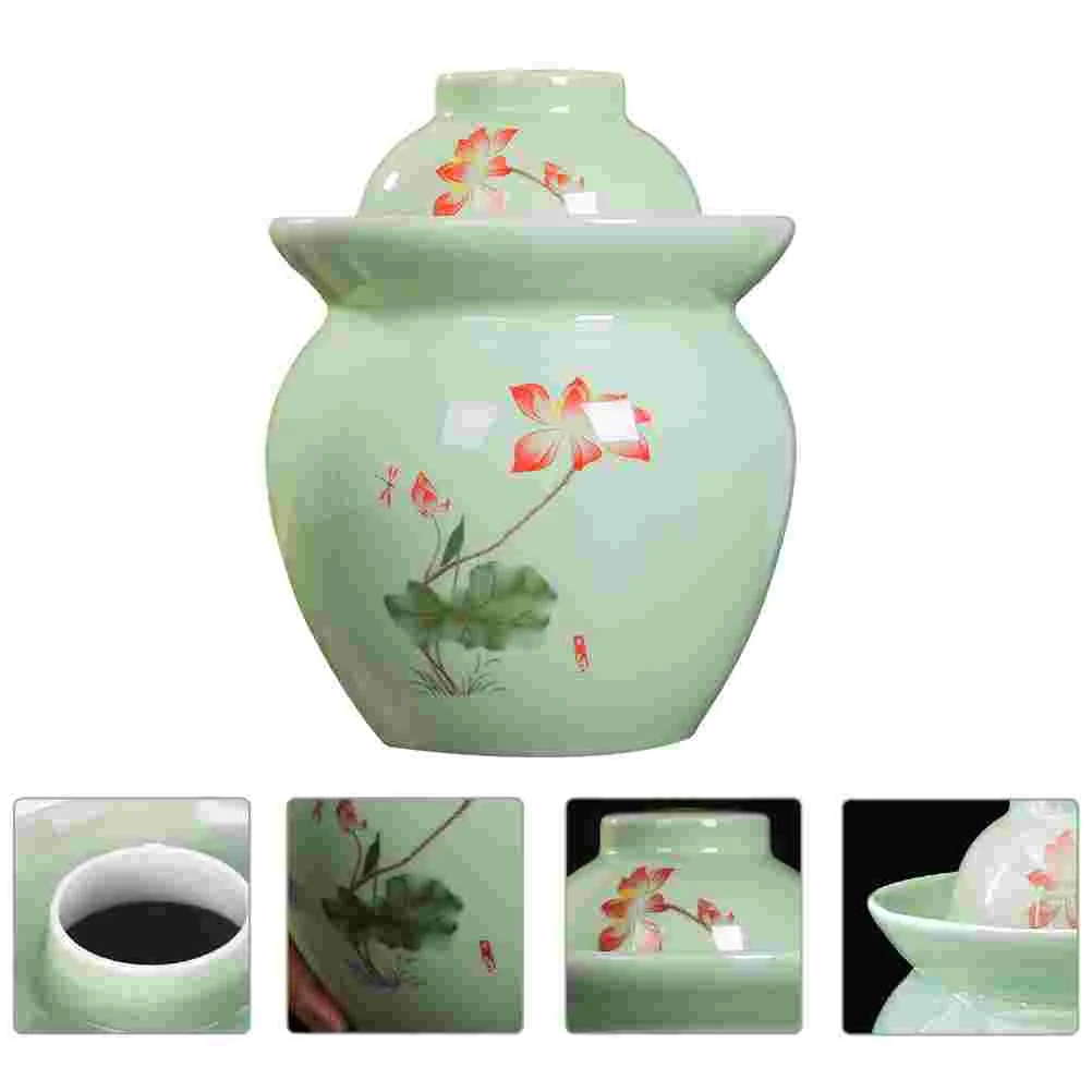 

Ceramic Kimchi Jar Glass Jars With Lids Storage Pot Sealed Canister Pickles Ceramics Food