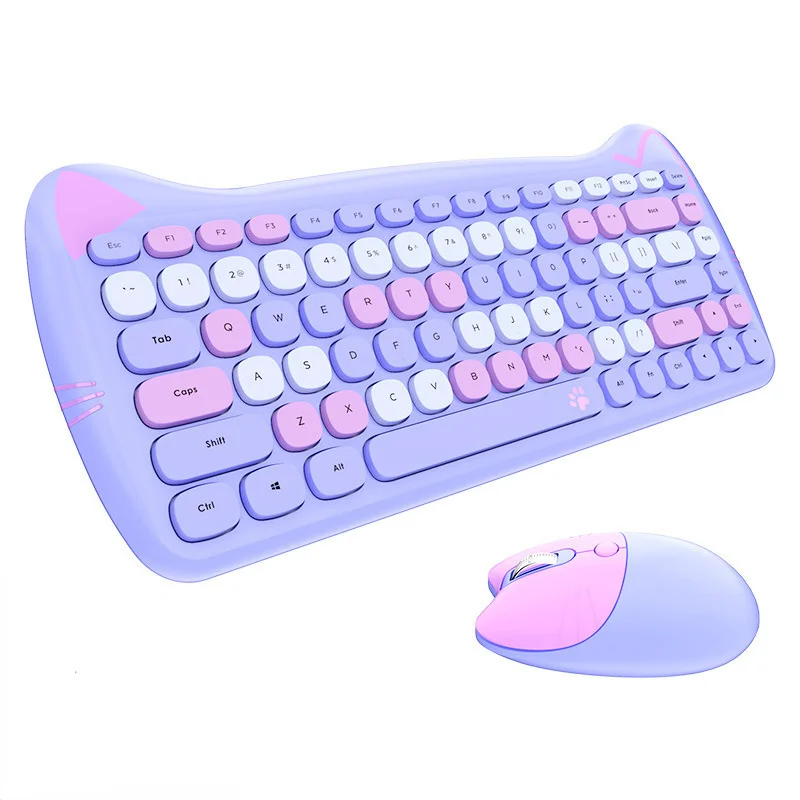 

Cute Keyboard Gaming and Mouse Double Shot Purple Keycaps Pc Gaming Accesories Ipad Keyboards Wireless Mini Low Profile Keyboard