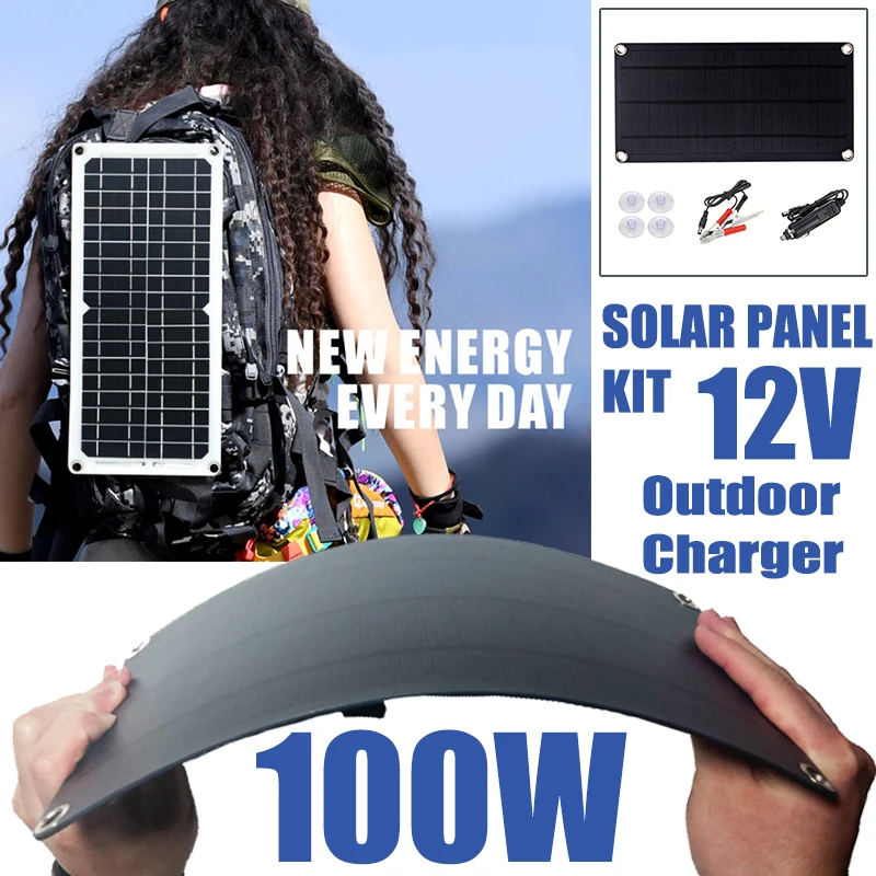 

100W Solar Panel Kits with DC 12V/5V USB Output Waterproof Outdoor Charger Solar Cells for Battery Phone MP3 Fan Camp Hiking Car
