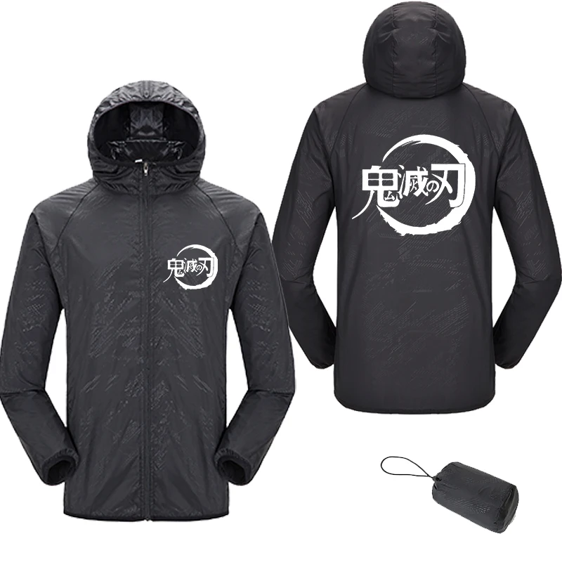 

Anime Graphic Demon Slayer Men's Quick Dry Coat Sunscreen Waterproof men thin Outwear Ultra-Light Windbreake Jacket