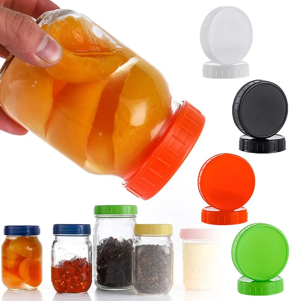 

6pcs Reusable Plastic Mason Jar Lids for Wide Mouth Jar Leak-proof Seal Bottle Cover Spout Lid Good Seal Kitchen Tool 70mm 86mm