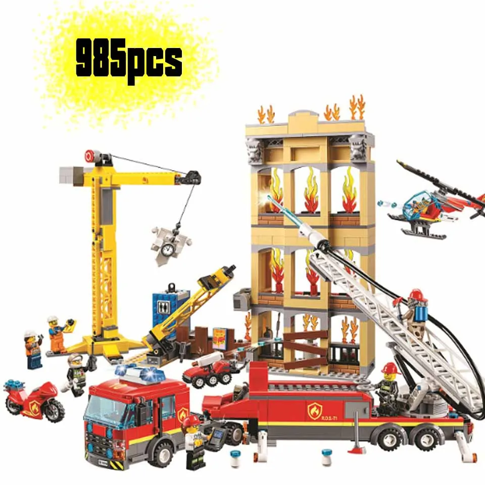 

2020 NEW Fire Fighting Trucks Car Helicopter Boat Building Block Compatible City Firefighter Bricks Children Toys Christmas Gift