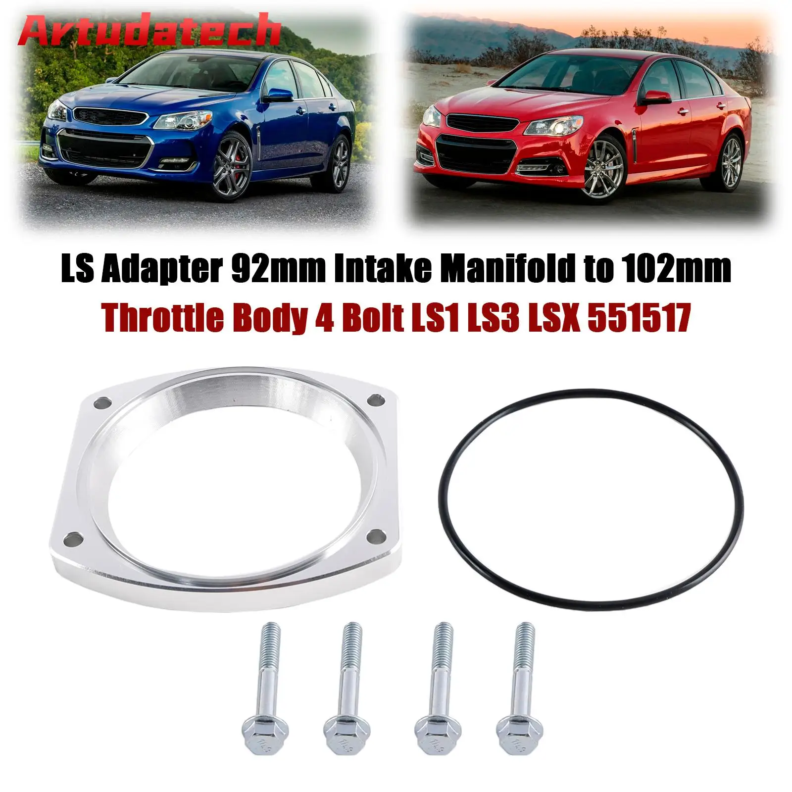 

Artudatech 551517 Адаптер LS Впускной коллектор 92 мм до корпуса дроссельной заслонки 102 мм, 4 болта LS1 LS3 LSX