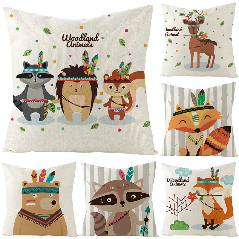 

Animal single sided linen polyester pillow cover, car sofa cushion cover, home decoration pillow cover