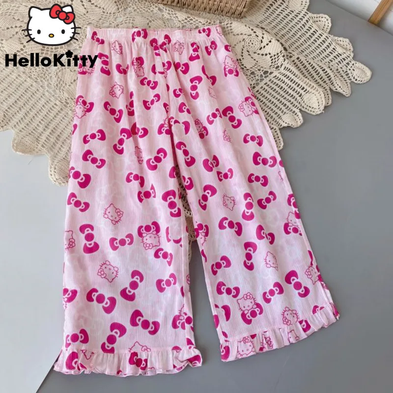 

Женские розовые капри свободного кроя Y2k, повседневные свободные штаны большого размера для сна, домашняя одежда, милые Мультяшные Пижамные брюки