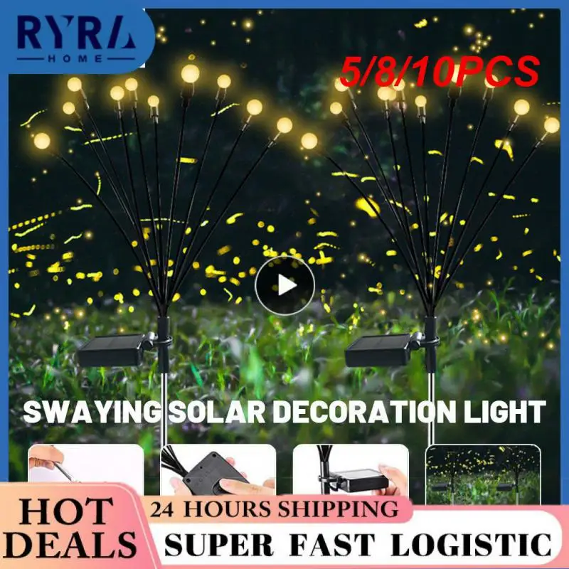 

5/8/10PCS Waterproof Colorful Lawn Fireworks Light Garden Home Led Firefly Lamp Garden Sunlight Powered Outdoor Solar Led Light