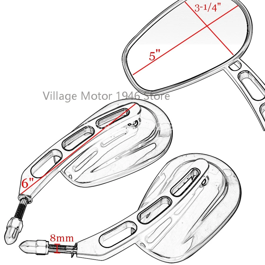 Мотоциклетное черное зеркало заднего вида с резьбой 8 мм высокое качество для Harley