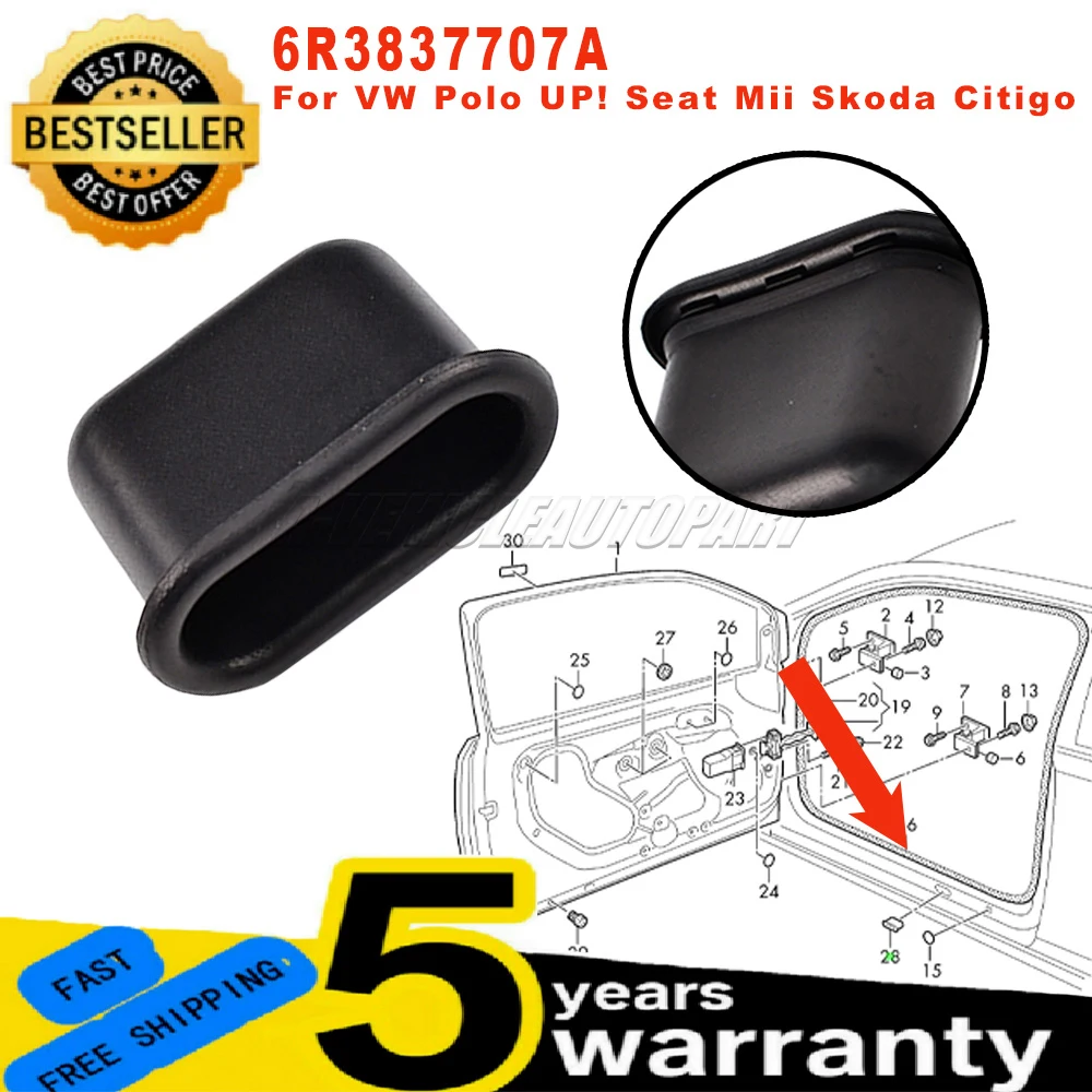Фото 6R3837707A для VW Polo MK5 UP! Новый уплотнитель нижней дверной стопорной втулки Seat Mii Skoda Citigo, черный, автомобильные аксессуары №1