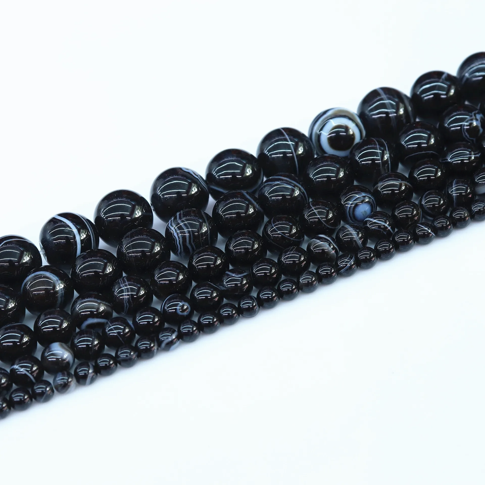 

Бусина из агата в черную полоску для изготовления ювелирных изделий, 4/6/8/10 мм