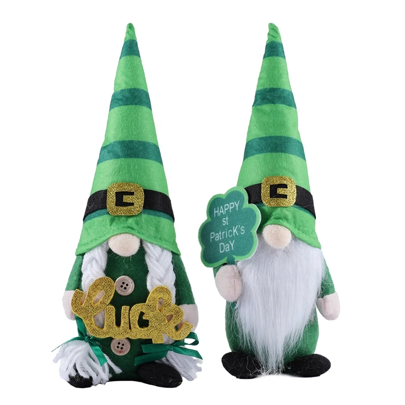 

2 Pieces St.Patrick's Day Gnome Decoration, Swedish Scandinavian Tomte Figurine Elf Ornament For Home Fireplace Desktop
