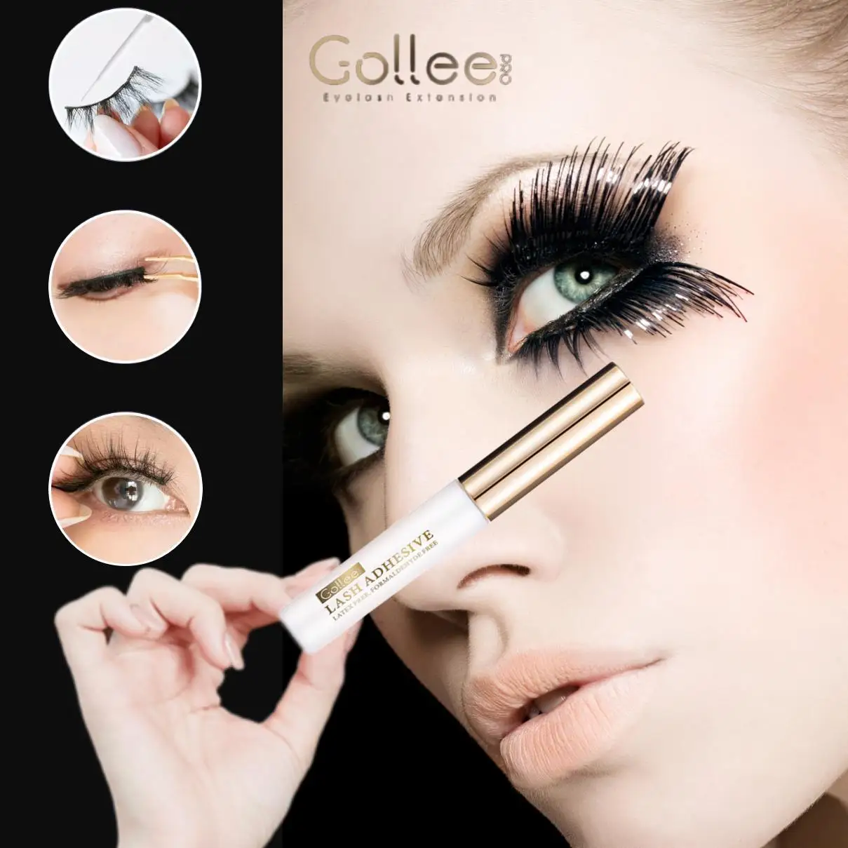 

Gollee Natural Strip lash Wholesale False Mink Vegan Bulk Waterproof Strip Latex Free Custom Private Label Eyelash Glue