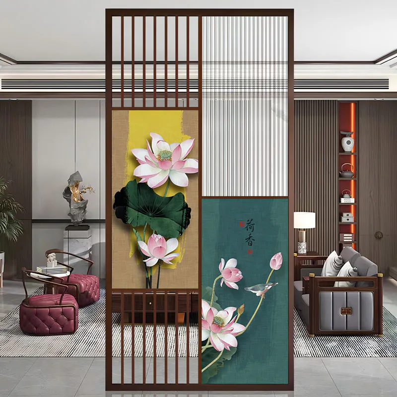 

Customized New Chinese Screen Modern Simple Living Room Porch Into The House To Block Iron Art Stainless Steel Art Glass