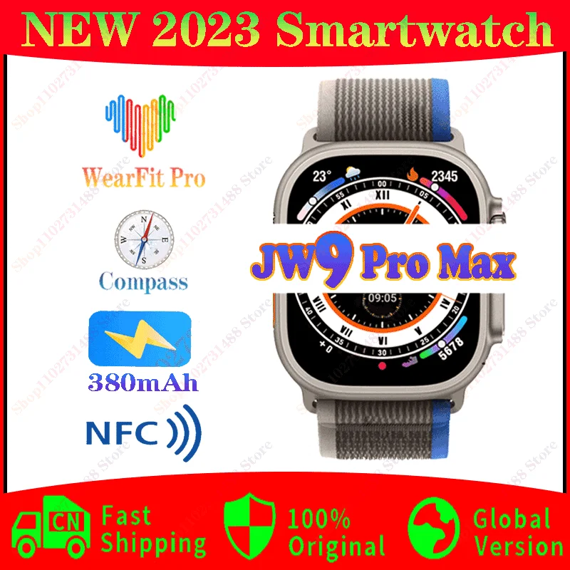 

2023 New Jw9 Ultra Max original Smart Watch For Men Series 8 49mm 2.12 Inch Nfc Compass Health Monitoring Sports Women PK H11
