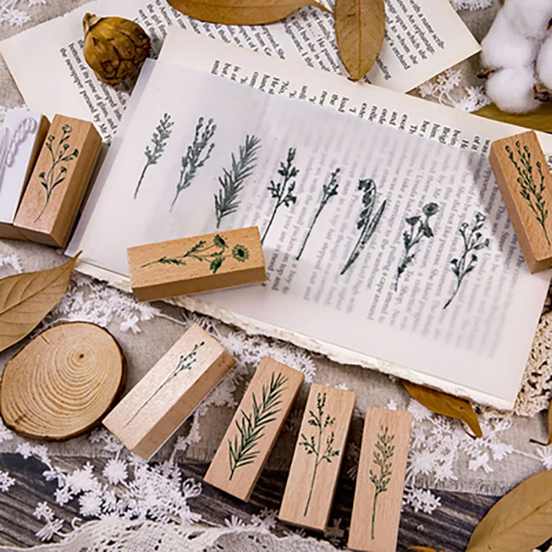 

Flower Plants Wood Rubber Silicone Stamps Diary Wooden Chapter Seal for DIY Paper Crafting Card Making & Scrapbooking Decoration