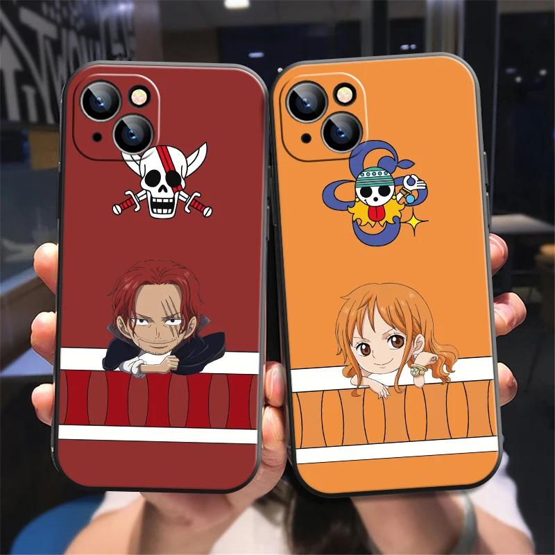 

One Piece Anime Phone Case For iPhone X XS XR XS Max 11 11 Pro 12 12 Pro Max For iPhone 12 13 Mini Back Black Liquid Silicon