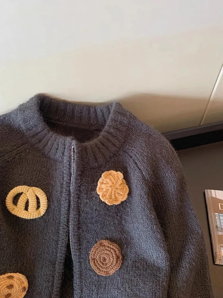 Модный дизайн Sense Детское забавное печенье Вязаный крючком кардиган ручной
