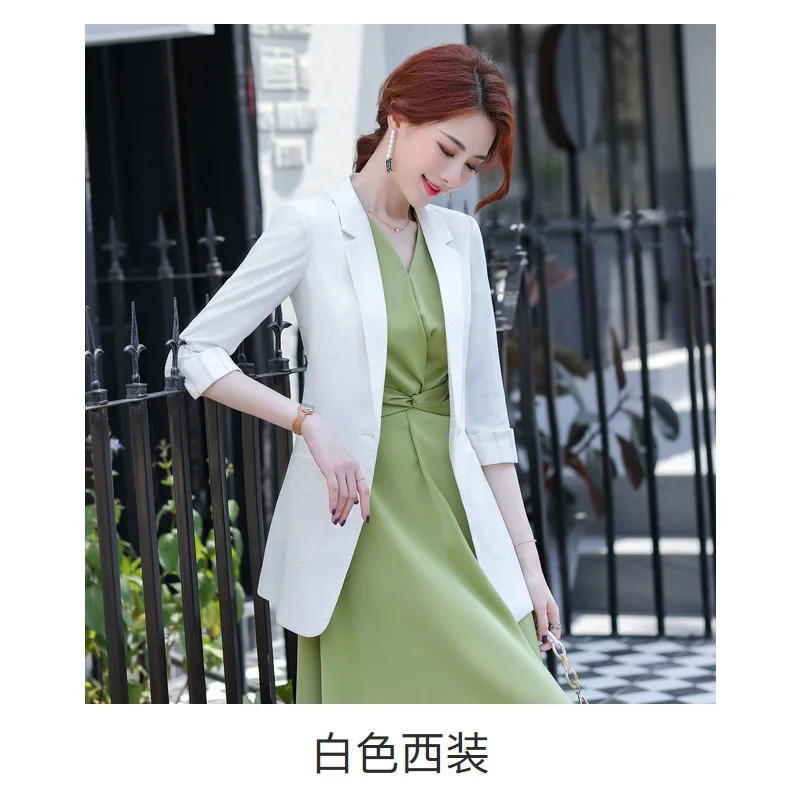 

Professional small suit suit skirt female spring summer Korean version fashion temperament light cooked wind dress two-piece set