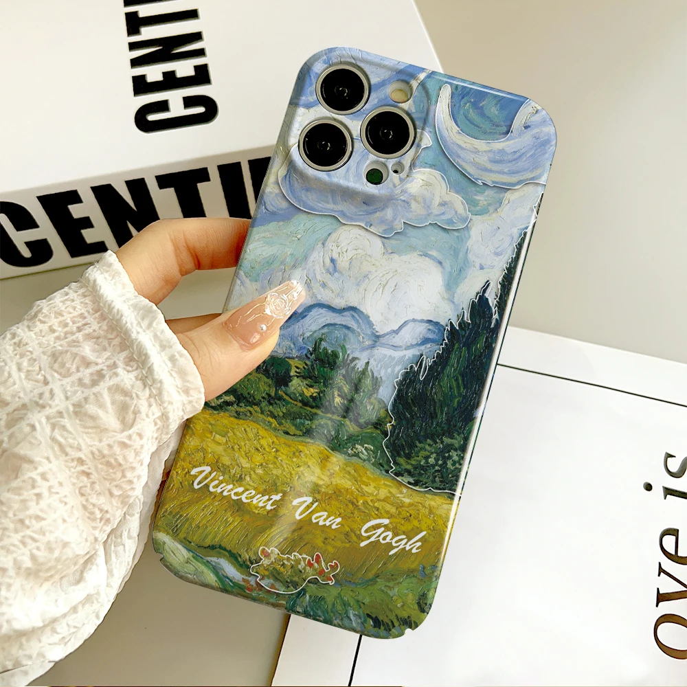 Фото Чехол для телефона Art Cartoon V-VanS G-GoghS для IPhone 16, 15, 14, 13, 12, 11 Plus Pro Max Mini, глянцевый HD, твердый чехол, пленочный корпус №4