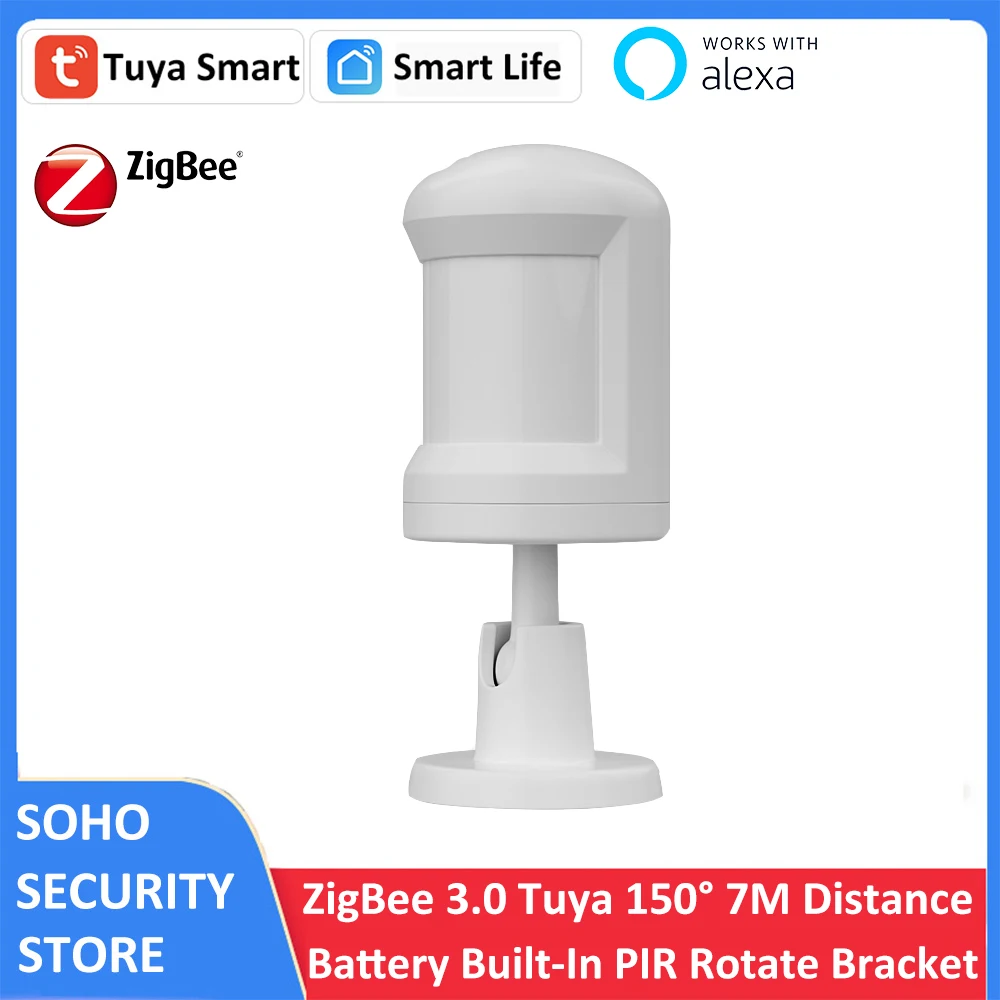 

Tuya Smart ZigBee 3.0 Battery PIR Motion Sensor Detector 7M Distance 150° Detect Angle Tuya Smart Life APP Works with Alexa