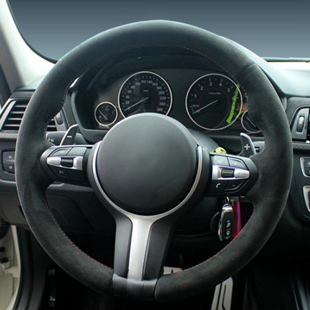 

Черная замшевая кожа Чехол рулевого колеса автомобиля для BMW F87 M2 F80 M3 F82 M4 M5 F12 F13 M6 F85 X5 M F86 F33 X6 M F30 M Sport