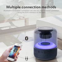 portable wireless bluetooth speaker bass product creative four color light glass 3d stereo multimedia