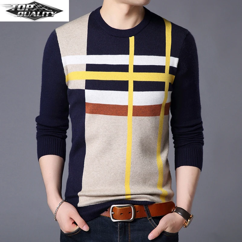 

2022 New Fashion Brand Sweater For Pullover O-Neck Slim Fit Jumpers Knitred Woolen Winter Korean Style Casual Mens Clothes