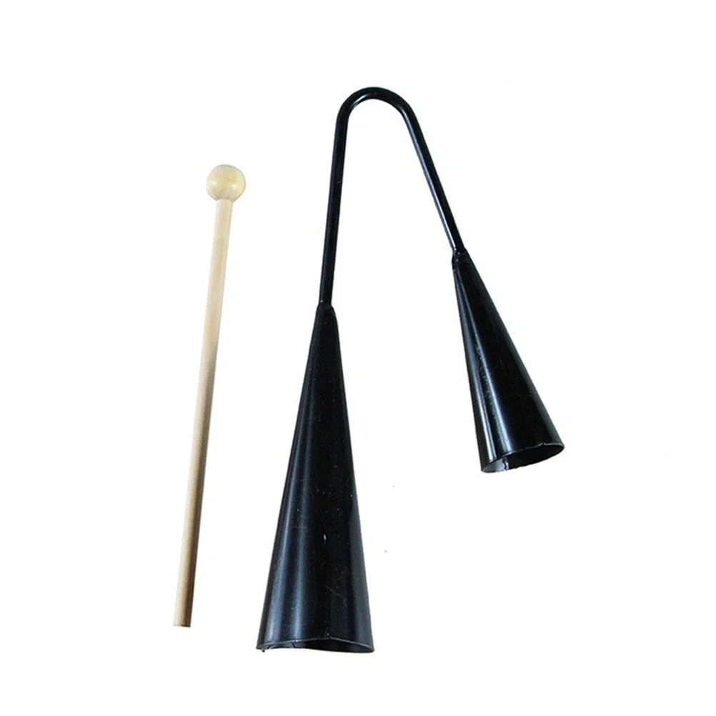 Двухцветный колокольчик Samba Percussion Instrument Kids Agogo с деревянной палочкой черный